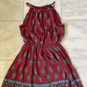 Francesca’s Burgundy Paisley Halter Dress